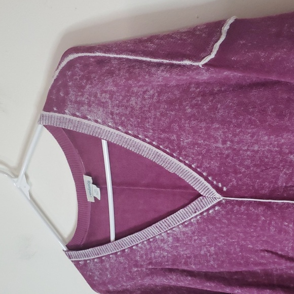 Sundance Washed Purple Cotton V-Neck Sweater Size Extra Small Oversized - Picture 3 of 10